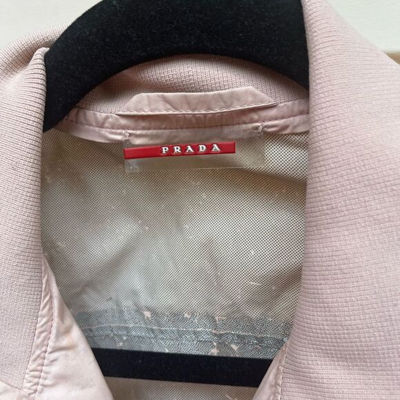 Authentic Prada pink nylon full zipper light jacket. Classic collar trim, Small. - Picture 6 of 11